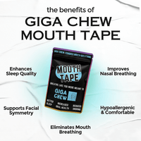 Giga Chew Mouth Tape showing clear, adhesive strip designed to keep the mouth closed during sleep or training.