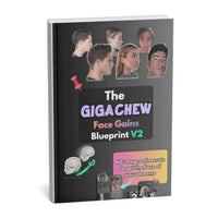 Giga Chew The Face Gains Blueprint booklet with detailed facial exercises and muscle training tips for face toning.
